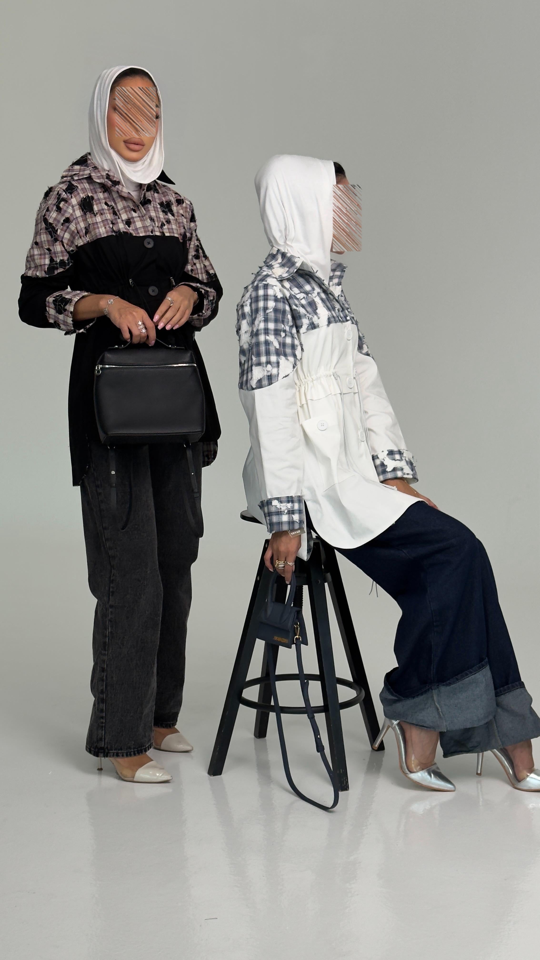 قميص كاروهات أبيض