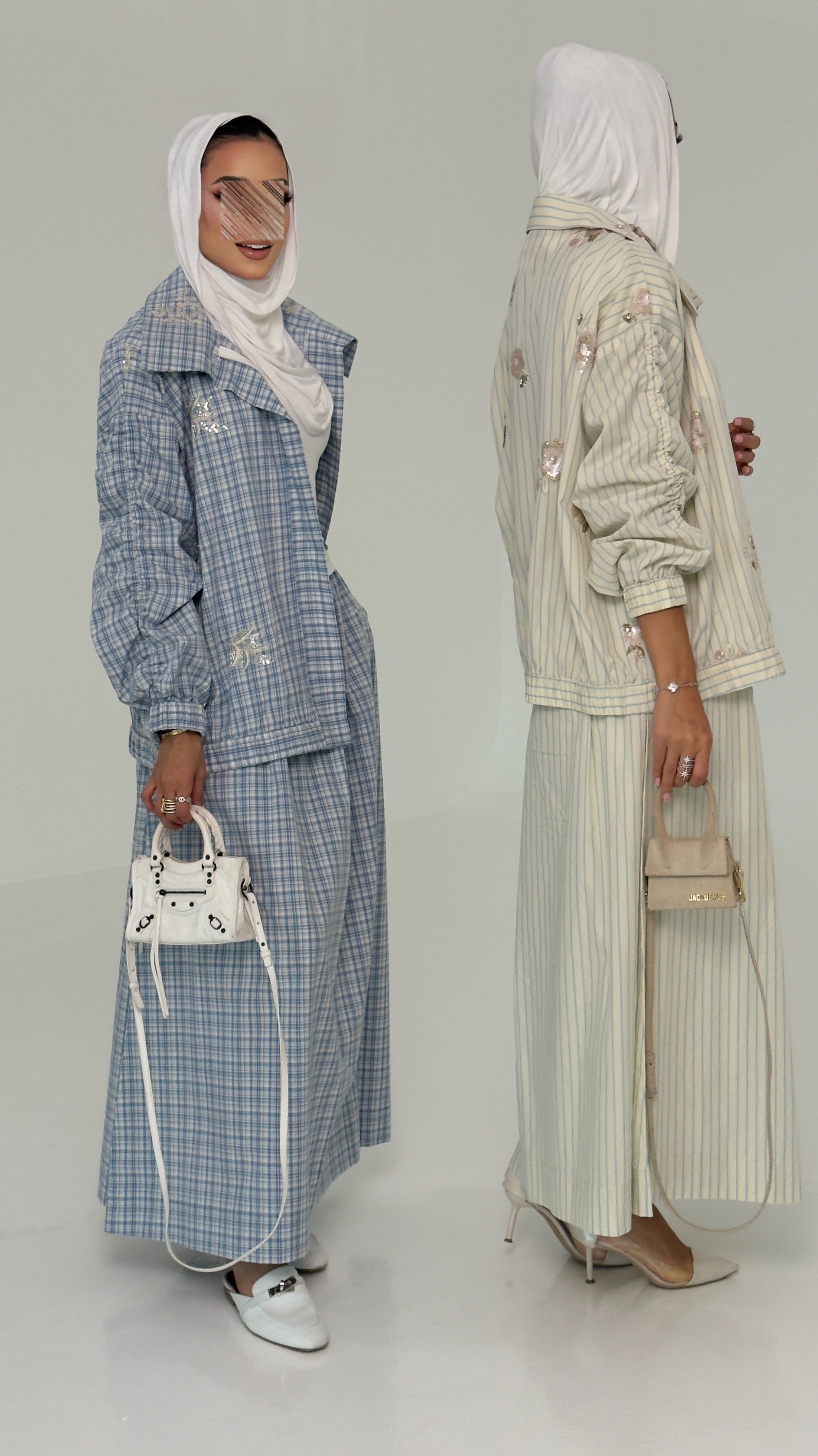 طقم كاروهات أزرق