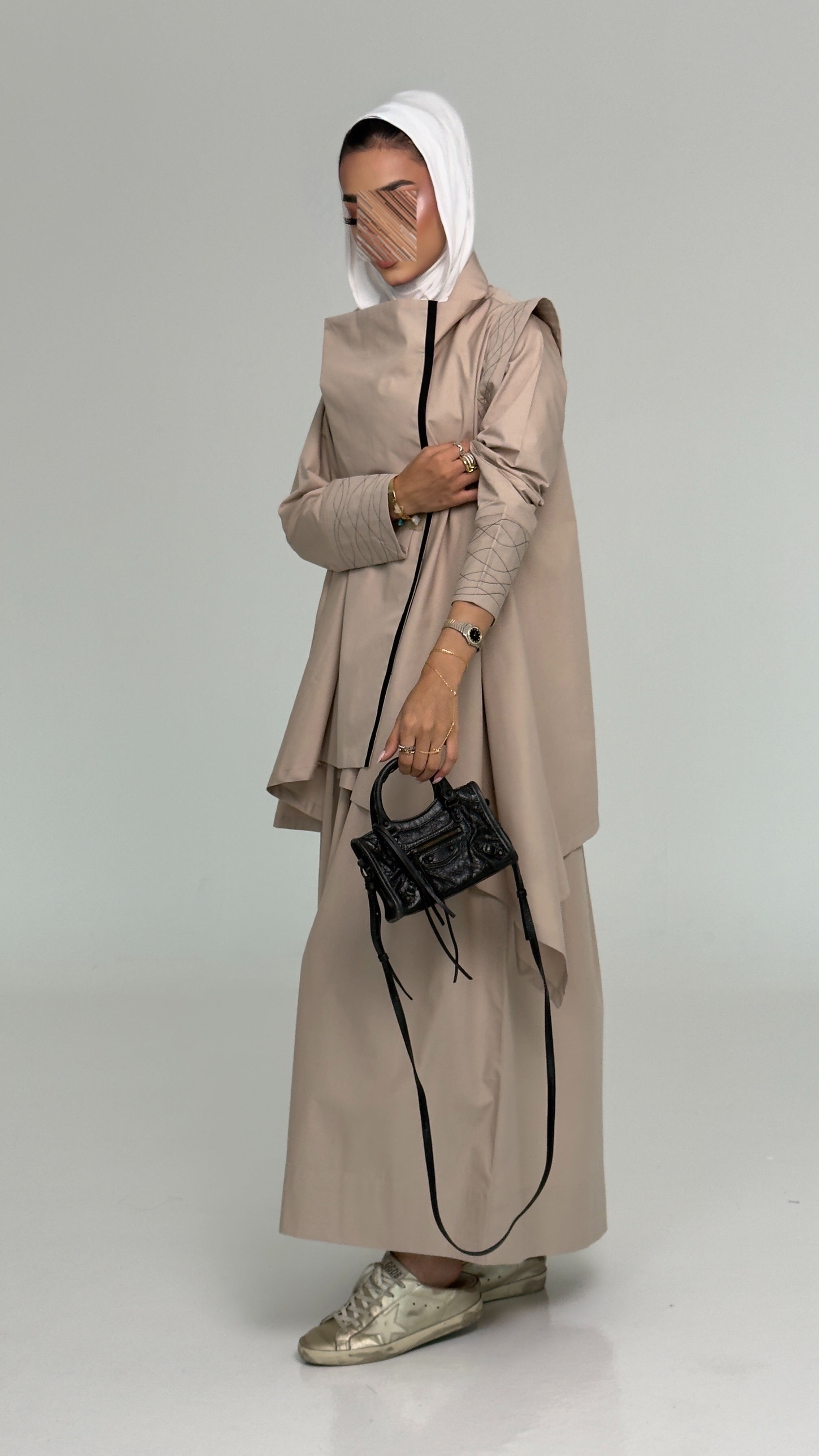 طقم فيست مع فستان بني