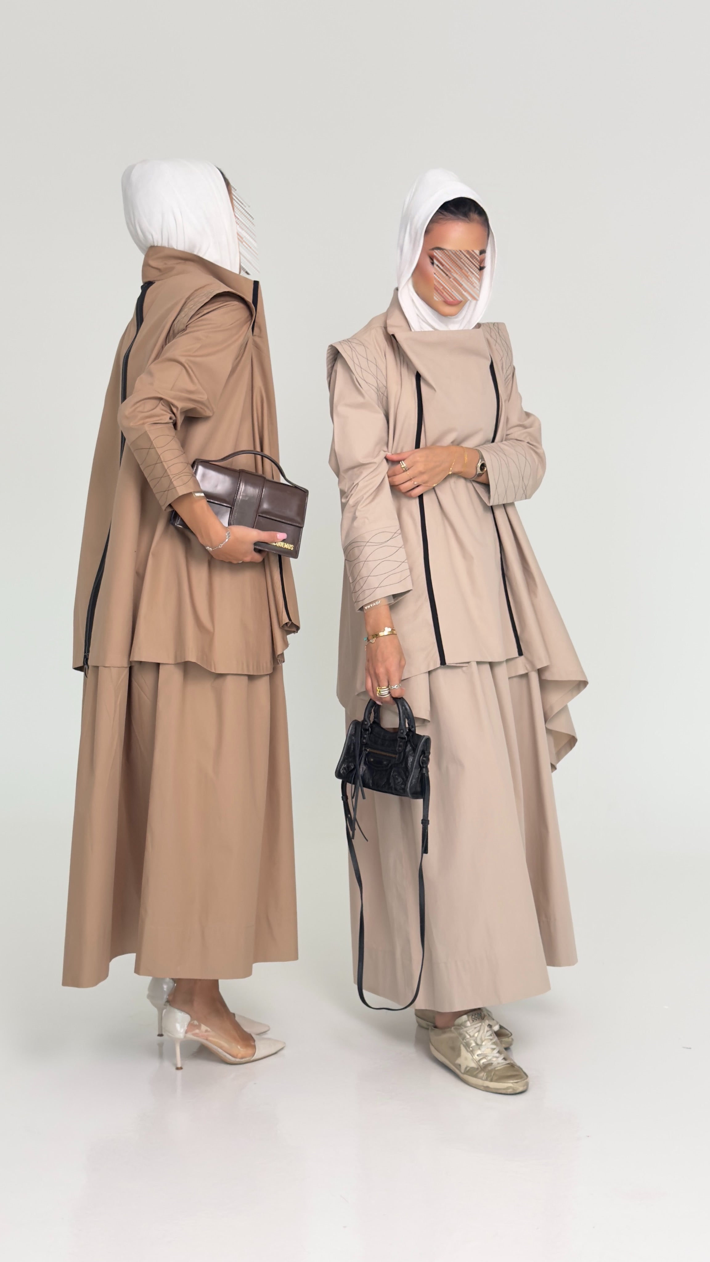 طقم فيست مع فستان - بيج