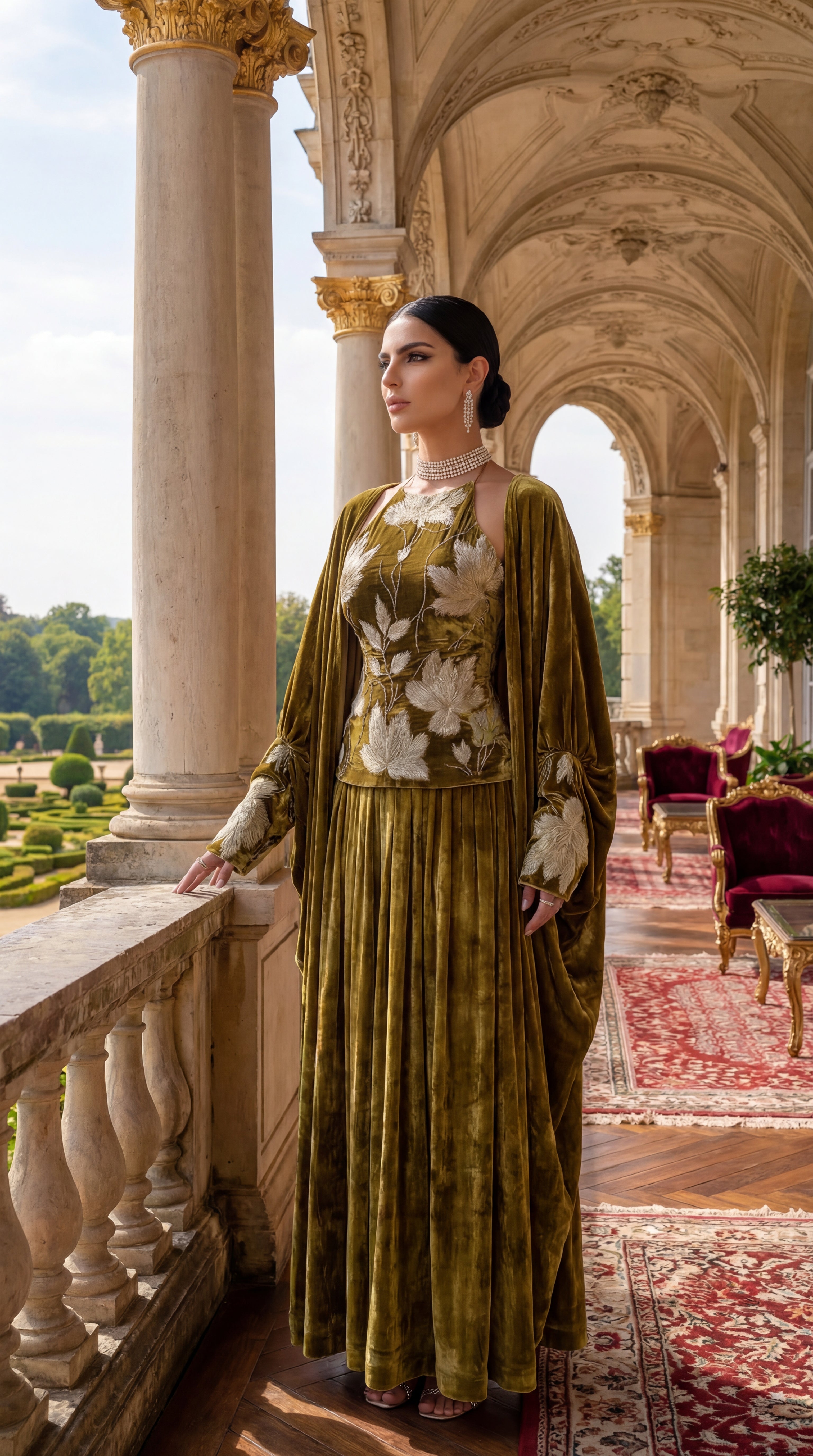 SERENIA Olive - Sleeveless Shawl