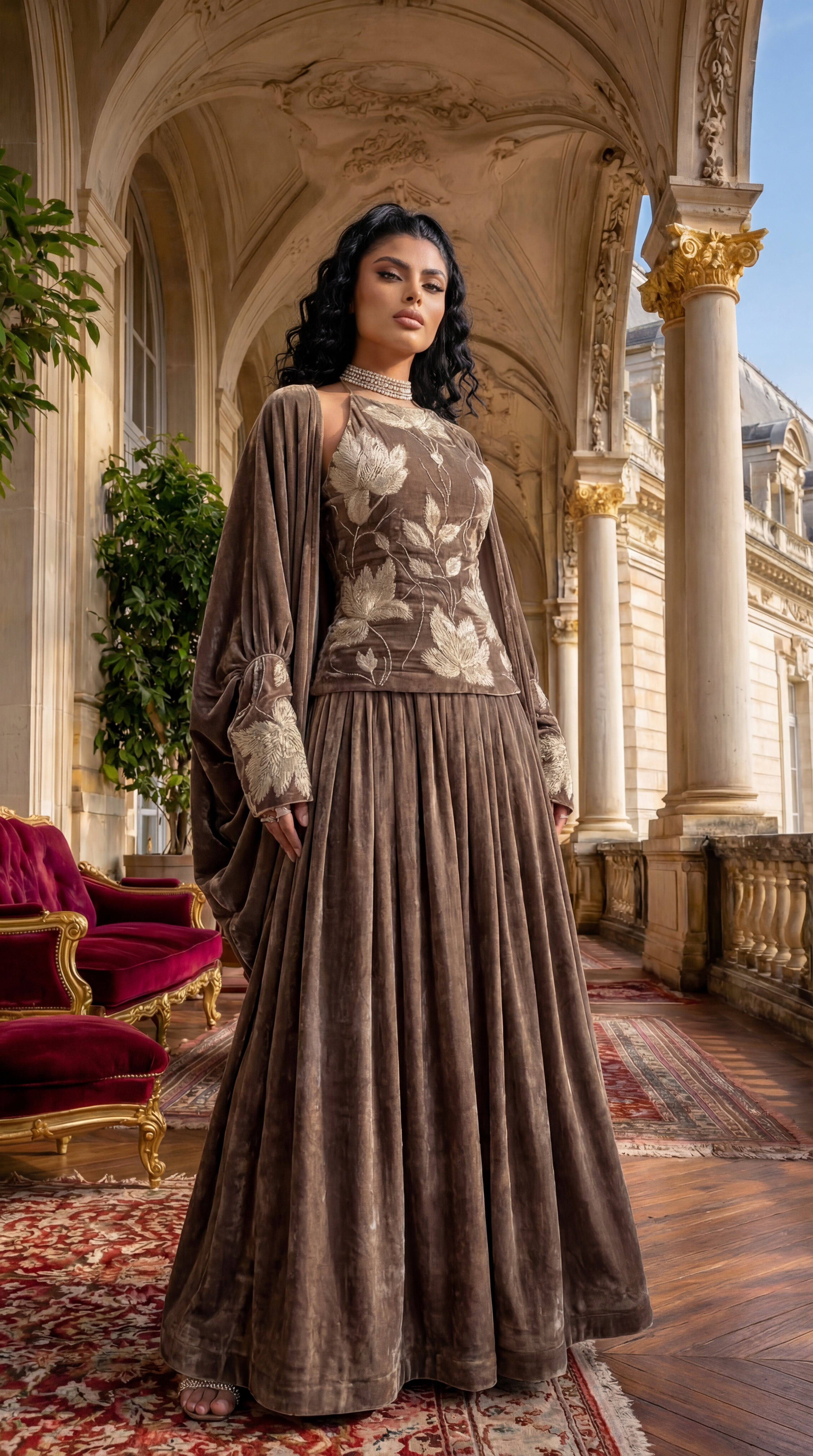 SERENIA Mocha - Sleeveless Shawl