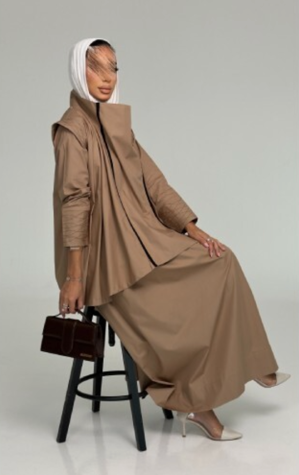 طقم فيست مع فستان بني